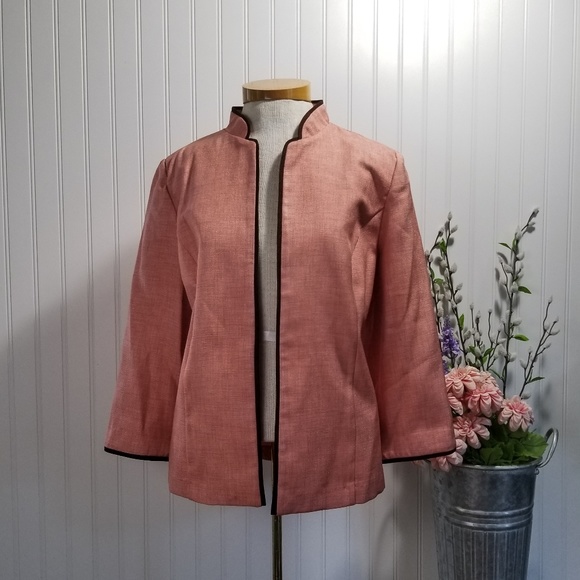 [perceptions] light peach & brown open jacket - Picture 1 of 6